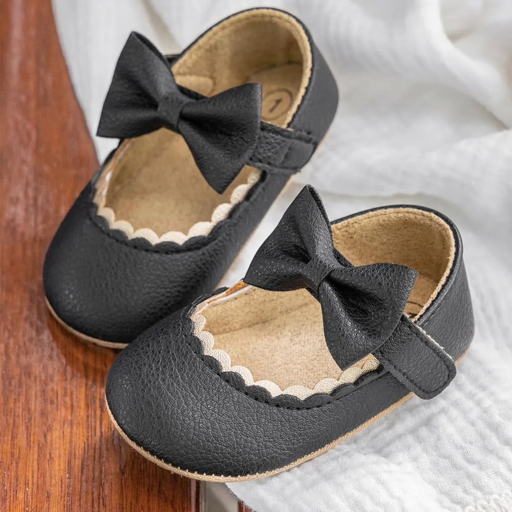 Infant Baby Girls Mary Jane Non-Slip Soft Sole Bowknot Princess Newborn Infant Toddler First Walker Cirb Dress Shoes