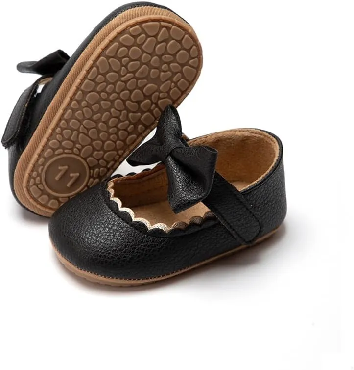 Infant Baby Girls Mary Jane Non-Slip Soft Sole Bowknot Princess Newborn Infant Toddler First Walker Cirb Dress Shoes