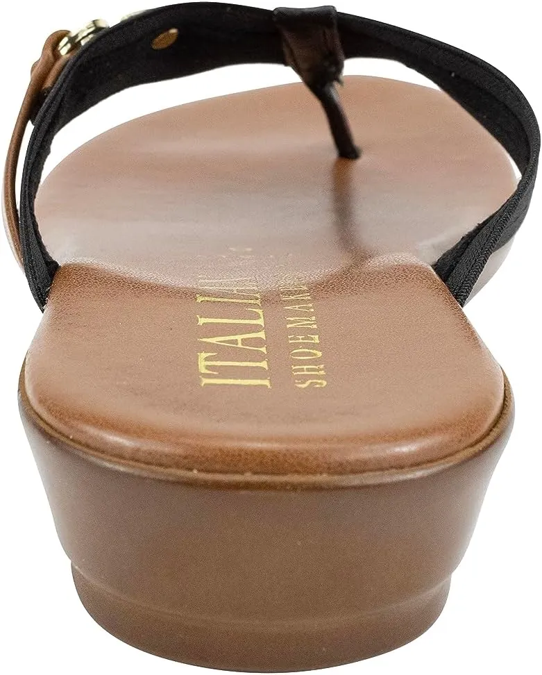 ITALIAN Shoemakers Vale Low Wedge Thong Comfort Sandal for Women