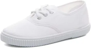 JGKDTX Boy's Girl's Lace up Sneakers Unisex White Canvas Shoes(Toddler/Little Kid)