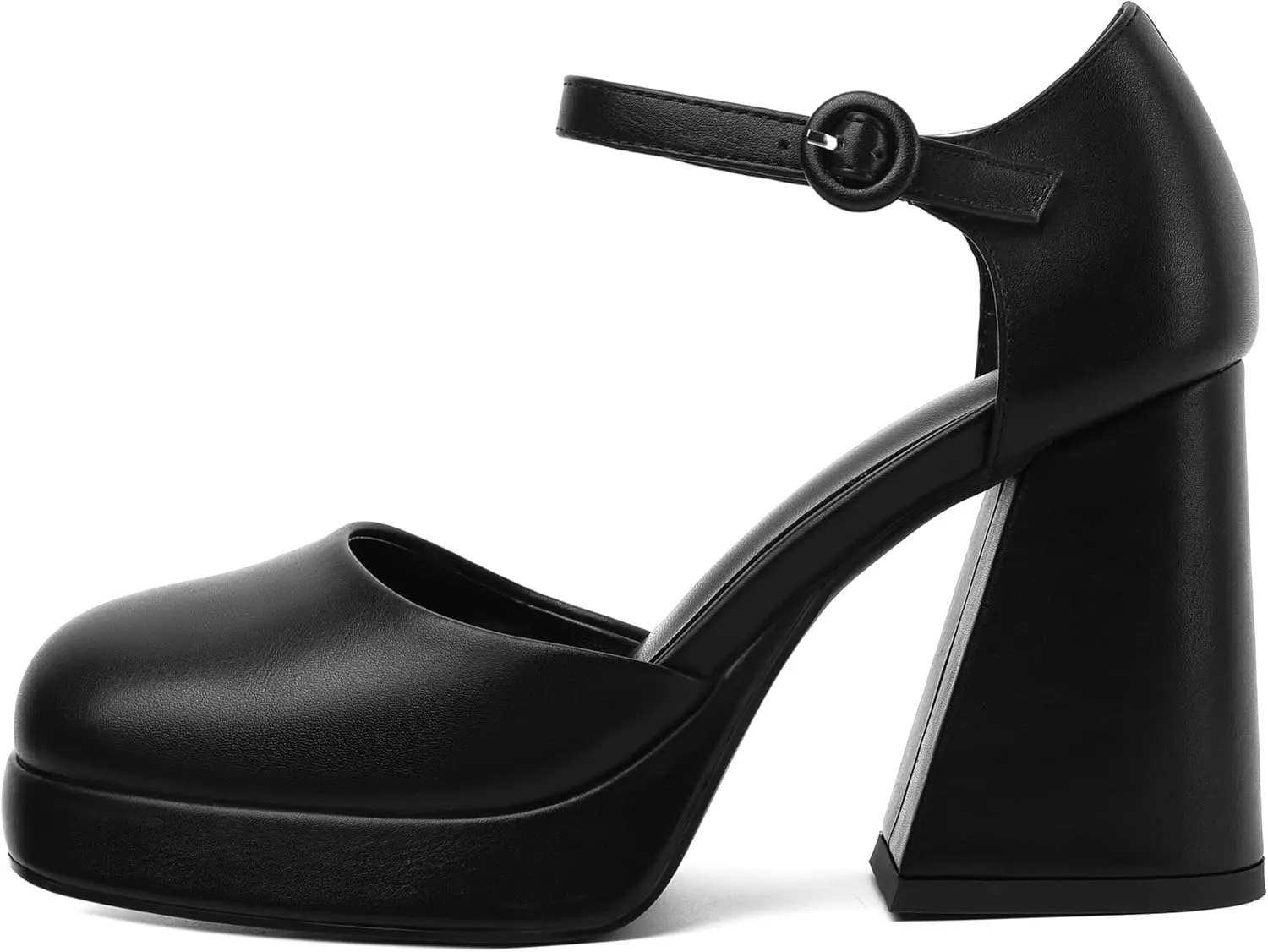 Joseywade Platform Mary Janes Women Chunky Block Heel Pumps Closed Round Toe 4 Inch Ankle Strap High Heel Shoes