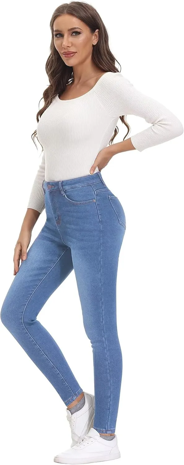KDF Women's Brown Fleece Lined Winter Jeans