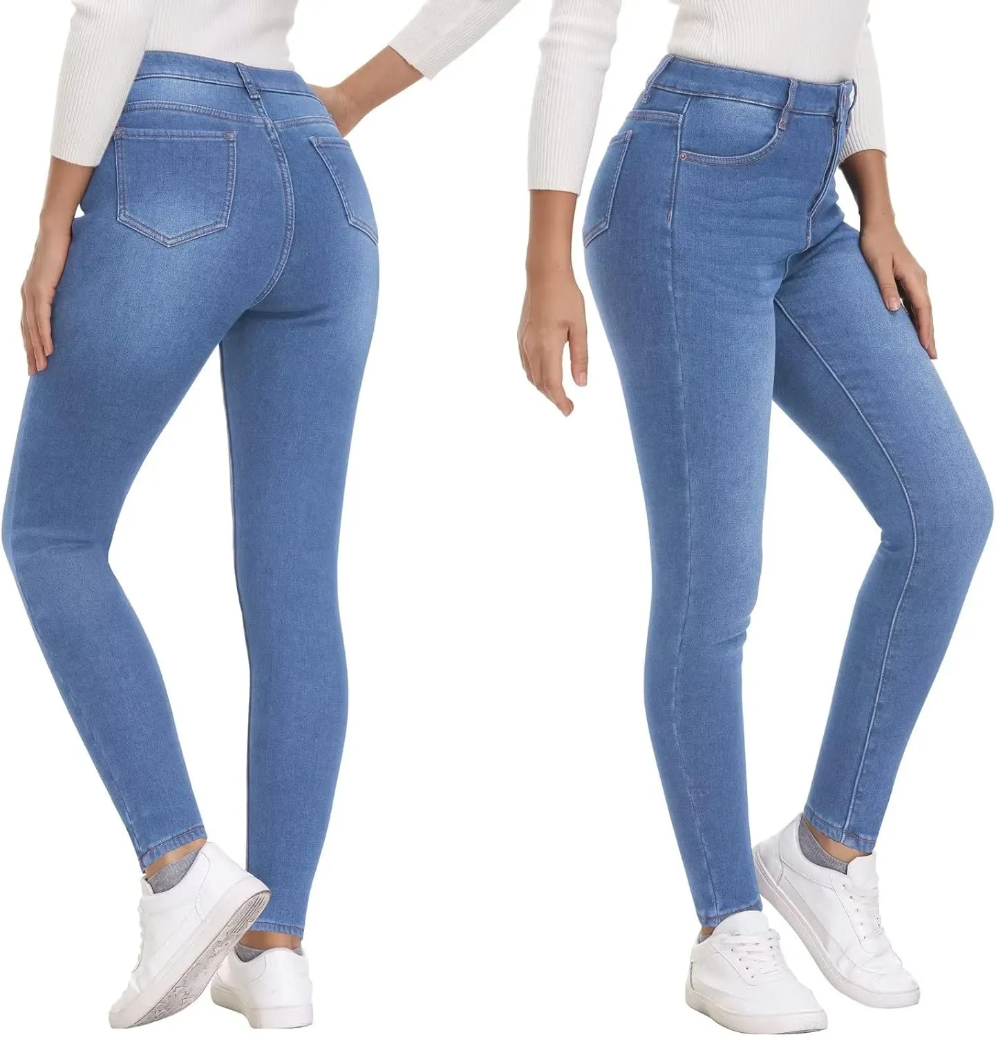 KDF Women's Brown Fleece Lined Winter Jeans