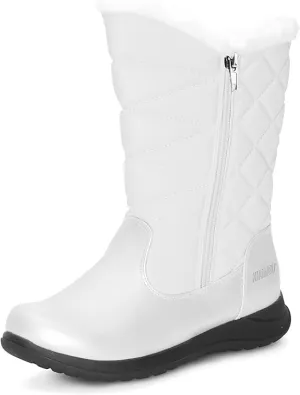 Khombu Women's CARLY-KH24 Snow Boot, White, 9.5