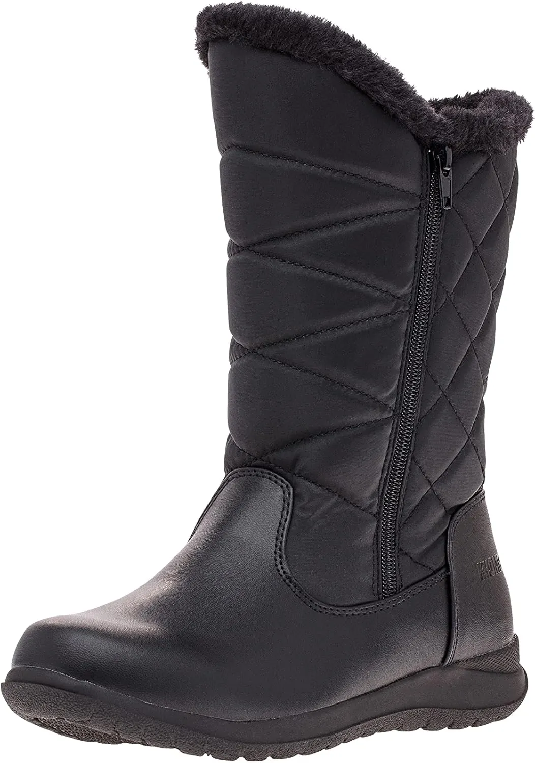 Khombu Women's Carly Winter Boots Warm Faux Fur-Lined Tall Mid-Calf Height with Dual Zippers