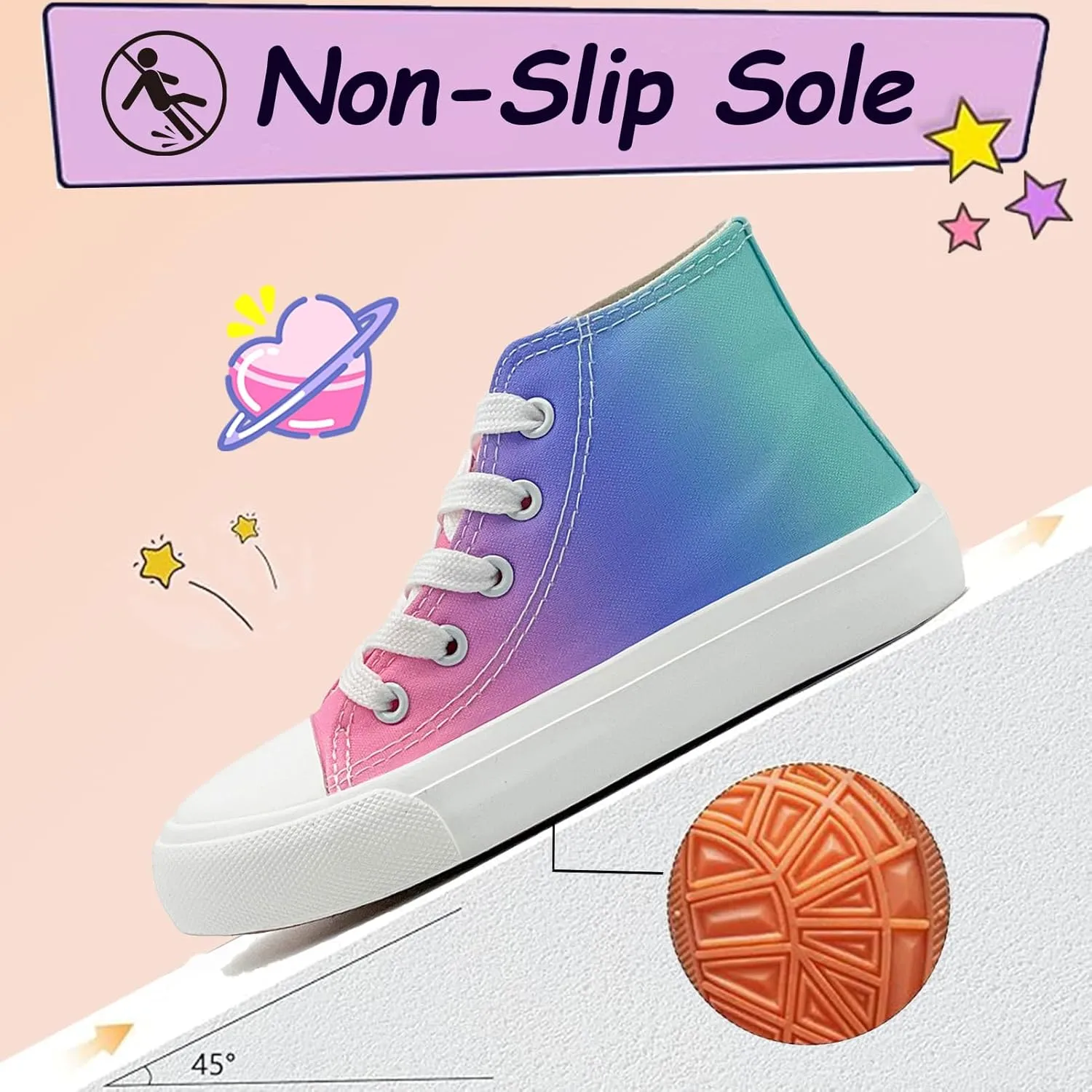 Kids Canvas Sneakers for Girls Boys High Top Canvas Fashion Shoes Comfortable Classic Casual Lace up Walking Running Shoes