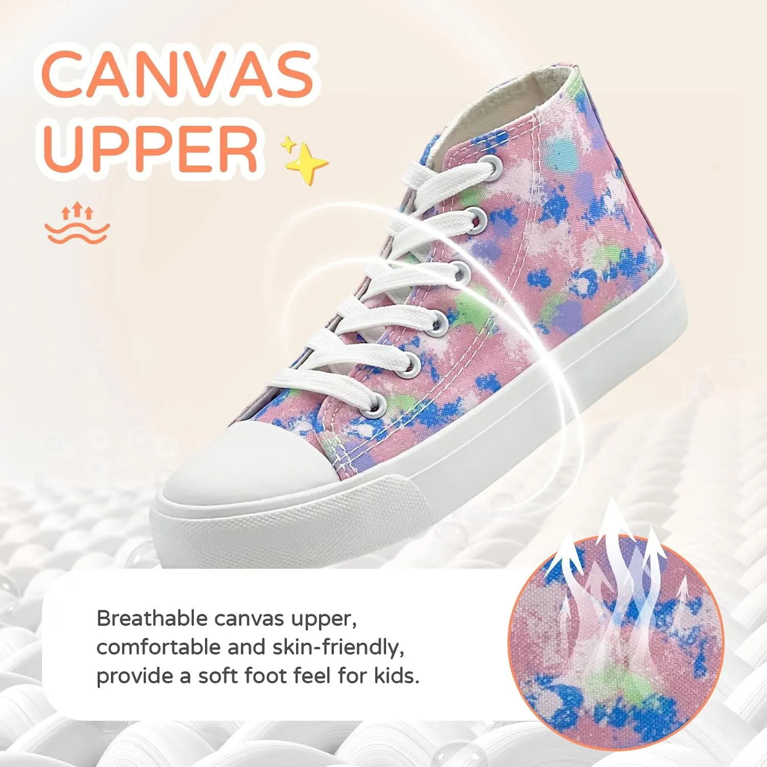 Kids Canvas Sneakers for Girls Boys High Top Canvas Fashion Shoes Comfortable Classic Casual Lace up Walking Running Shoes
