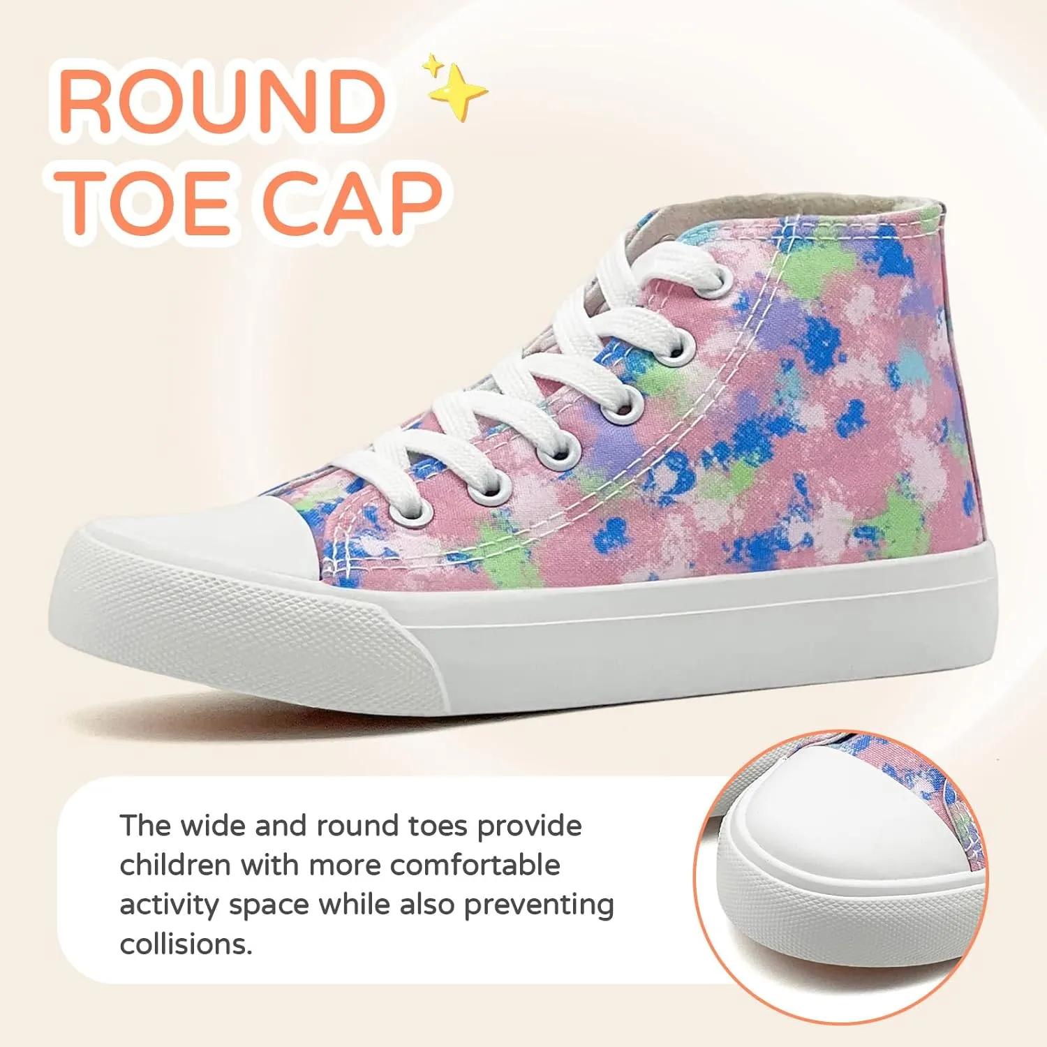 Kids Canvas Sneakers for Girls Boys High Top Canvas Fashion Shoes Comfortable Classic Casual Lace up Walking Running Shoes