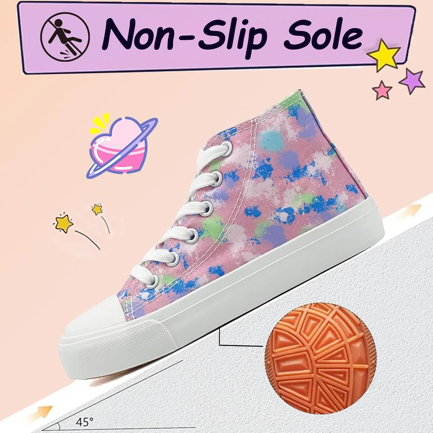 Kids Canvas Sneakers for Girls Boys High Top Canvas Fashion Shoes Comfortable Classic Casual Lace up Walking Running Shoes