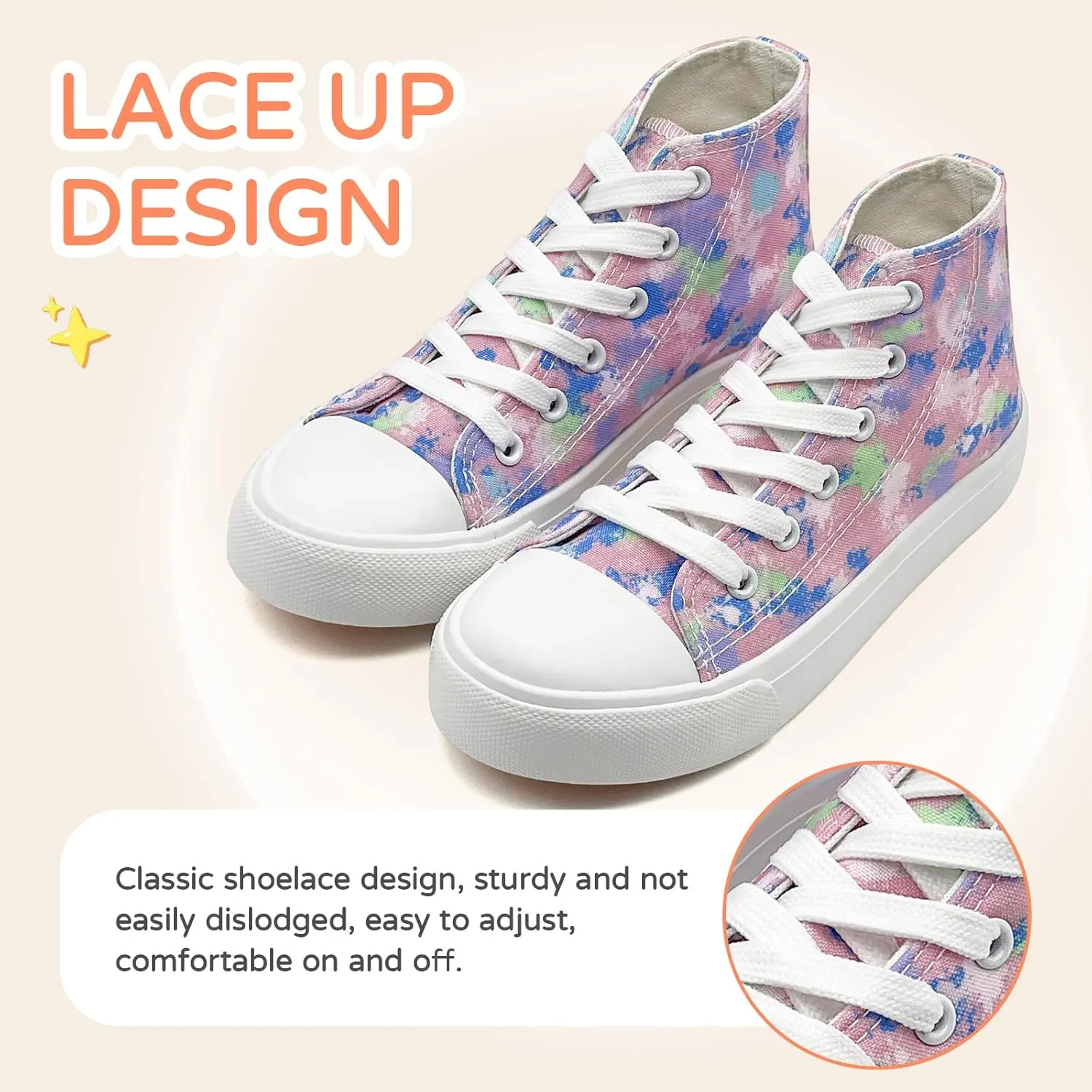 Kids Canvas Sneakers for Girls Boys High Top Canvas Fashion Shoes Comfortable Classic Casual Lace up Walking Running Shoes