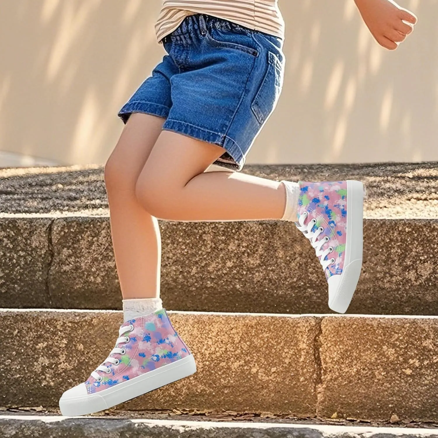 Kids Canvas Sneakers for Girls Boys High Top Canvas Fashion Shoes Comfortable Classic Casual Lace up Walking Running Shoes