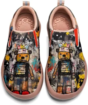 Kids Slip-on Loafers Boys Girls Comfortable Travel Shoes Lightweight Casual Walking Shoes Graffiti Art