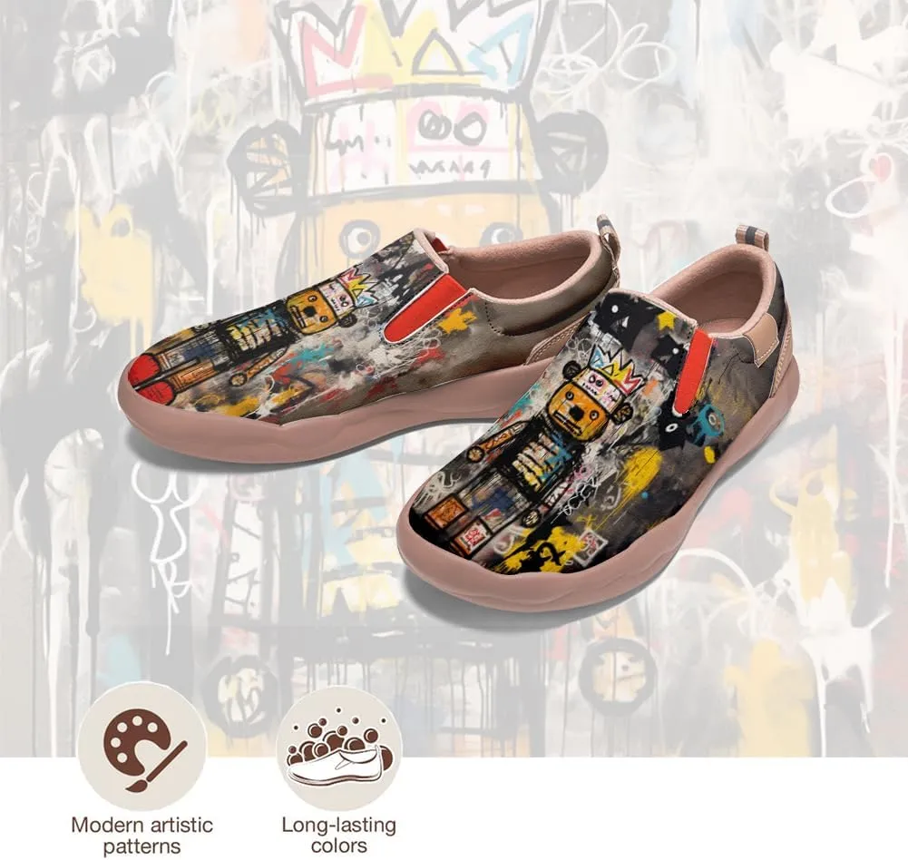Kids Slip-on Loafers Boys Girls Comfortable Travel Shoes Lightweight Casual Walking Shoes Graffiti Art