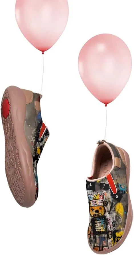 Kids Slip-on Loafers Boys Girls Comfortable Travel Shoes Lightweight Casual Walking Shoes Graffiti Art