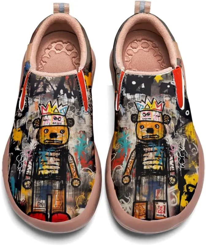 Kids Slip-on Loafers Boys Girls Comfortable Travel Shoes Lightweight Casual Walking Shoes Graffiti Art