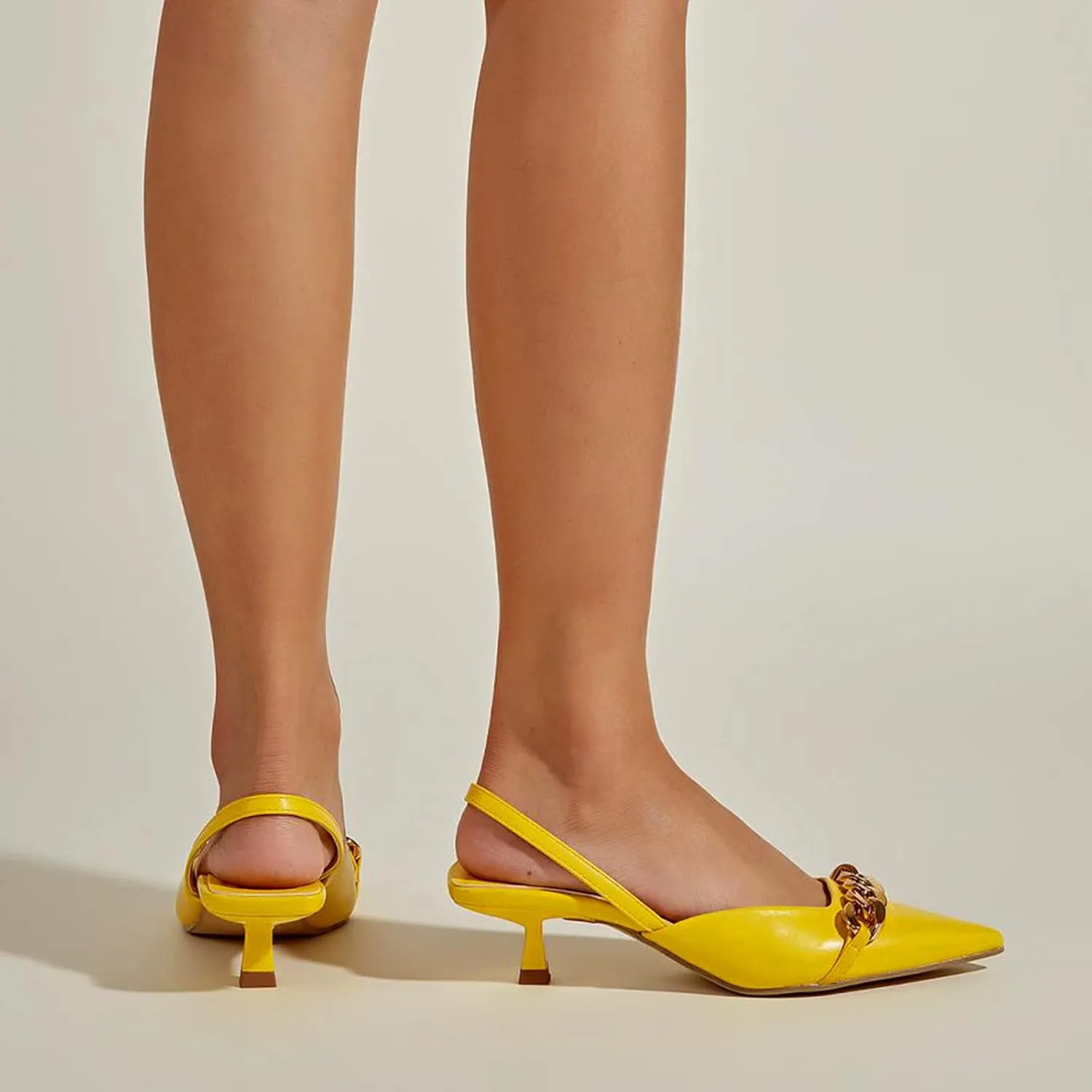 Kitten Heels for Women Dressy Pointed Toe Dress Shoes Slingback Short Heels Low Heeled Summer Sandals Business Shoes