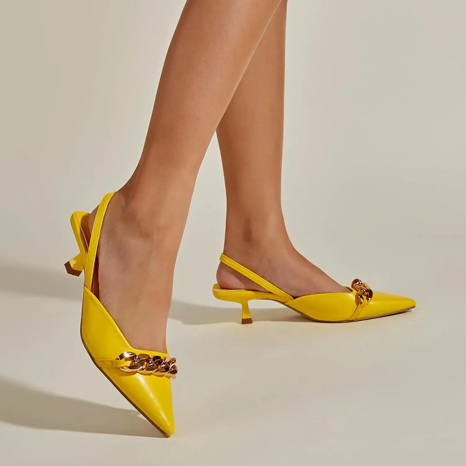 Kitten Heels for Women Dressy Pointed Toe Dress Shoes Slingback Short Heels Low Heeled Summer Sandals Business Shoes