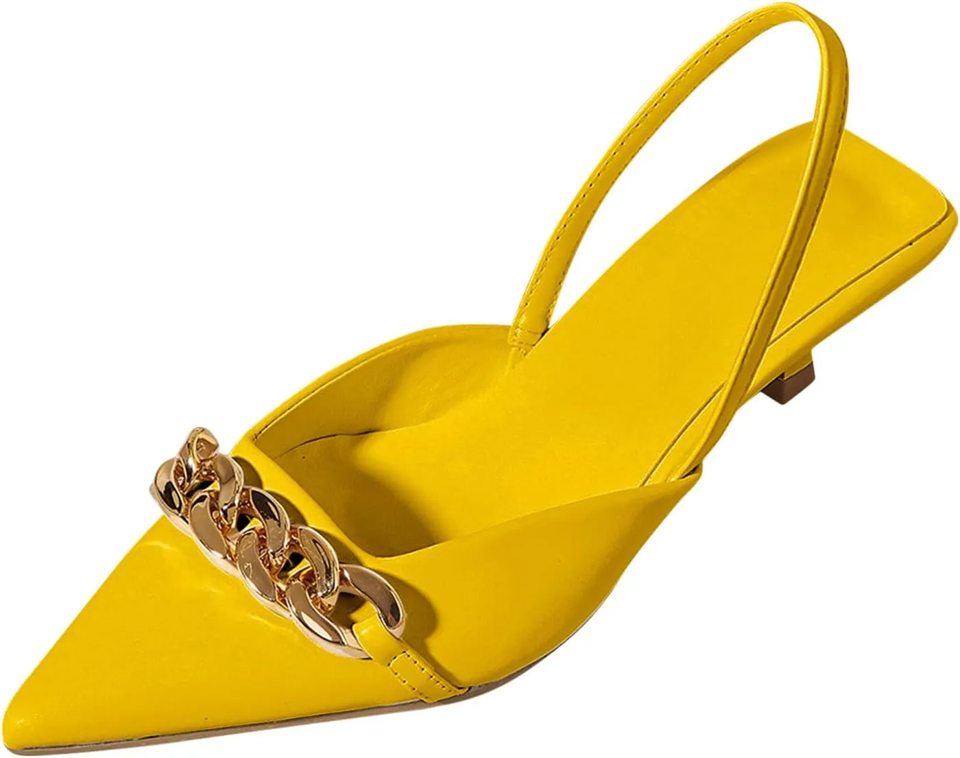 Kitten Heels for Women Dressy Pointed Toe Dress Shoes Slingback Short Heels Low Heeled Summer Sandals Business Shoes