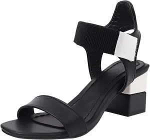 Ladies Fashion Blocking Leather Open Toe Hook Loop Thick High Heeled Sandals Thong Sandals for Women Sling Back Shoes