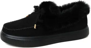 Ladmiple Boots For Women Ankle Booties Winter Slip On Warm Snow Booties Fashion Fur Lined Outdoor Comfortable Walking Shoes