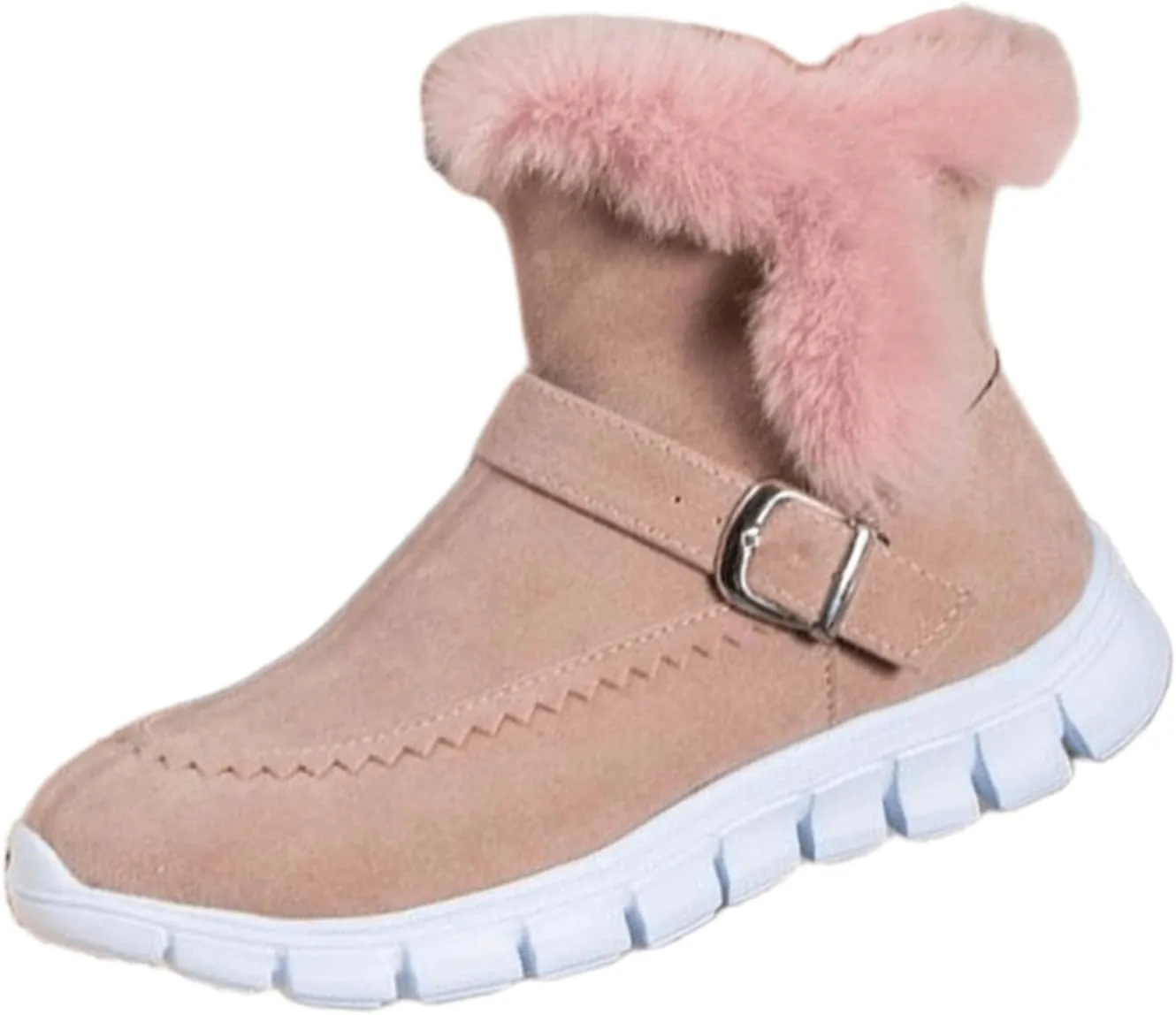 Ladmiple Boots For Women Ankle Booties Winter Snow Boots Slip on Warm Comfortable Outdoor Fur Lined Walking Loafers Shoes