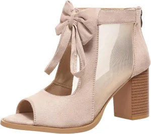 Ladmiple Chunky Heels For Women Dressy Block Heels Open Toe Ankle Strap Heeled Sandals Comfortable Party Wedding Pumps Shoes