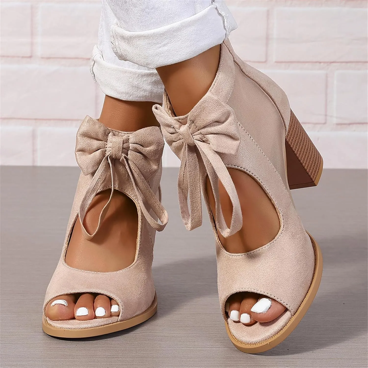 Ladmiple Chunky Heels For Women Dressy Block Heels Open Toe Ankle Strap Heeled Sandals Comfortable Party Wedding Pumps Shoes