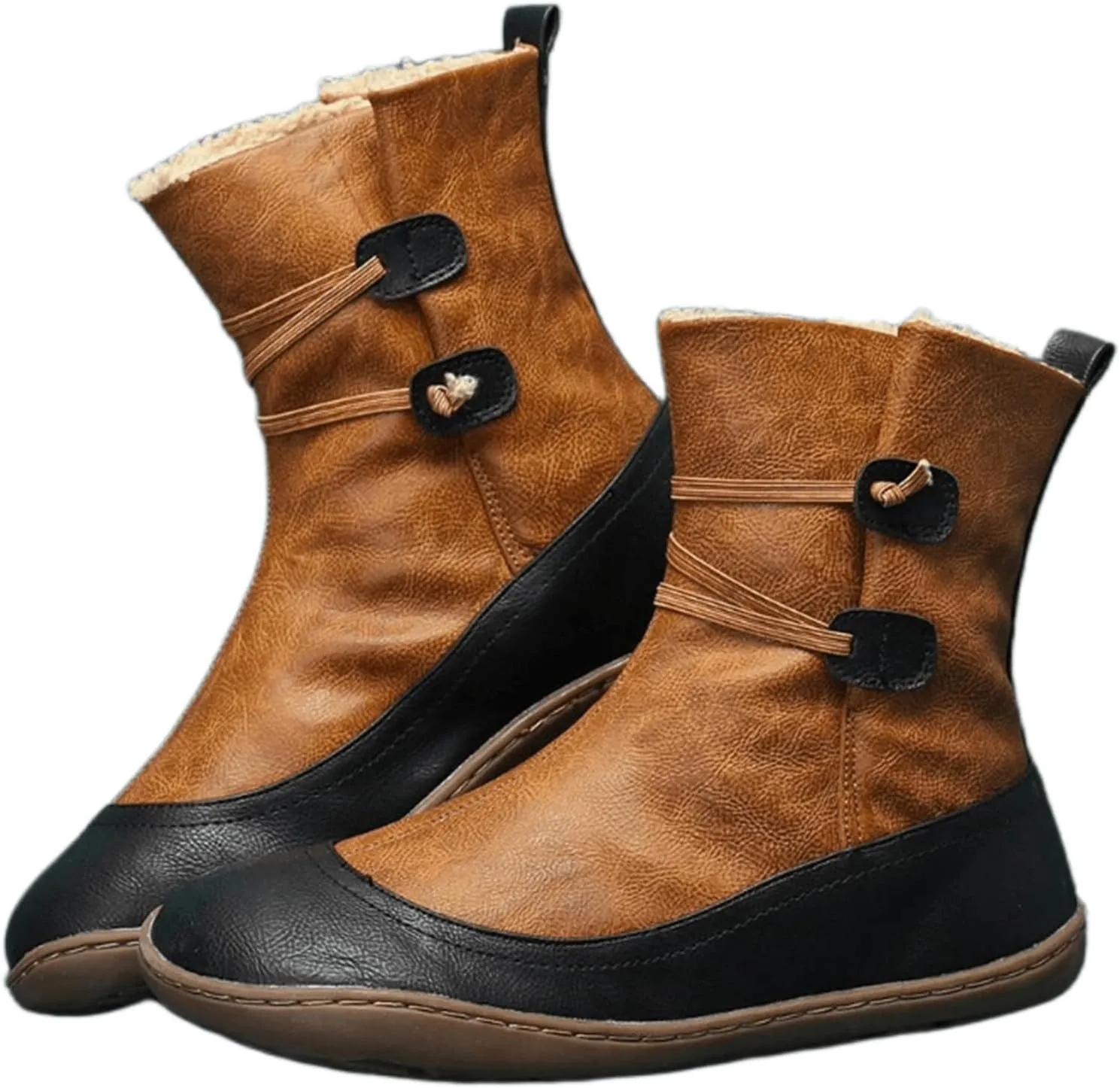 Ladmiple Snow Boots For Women Cute High Top Winter Shoes with Fur Lined Warm Slip On Ankle Booties Mid Calf Walking Shoes