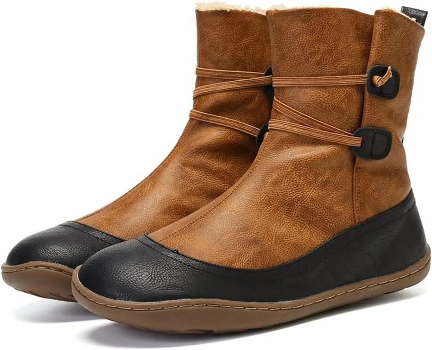 Ladmiple Snow Boots For Women Cute High Top Winter Shoes with Fur Lined Warm Slip On Ankle Booties Mid Calf Walking Shoes