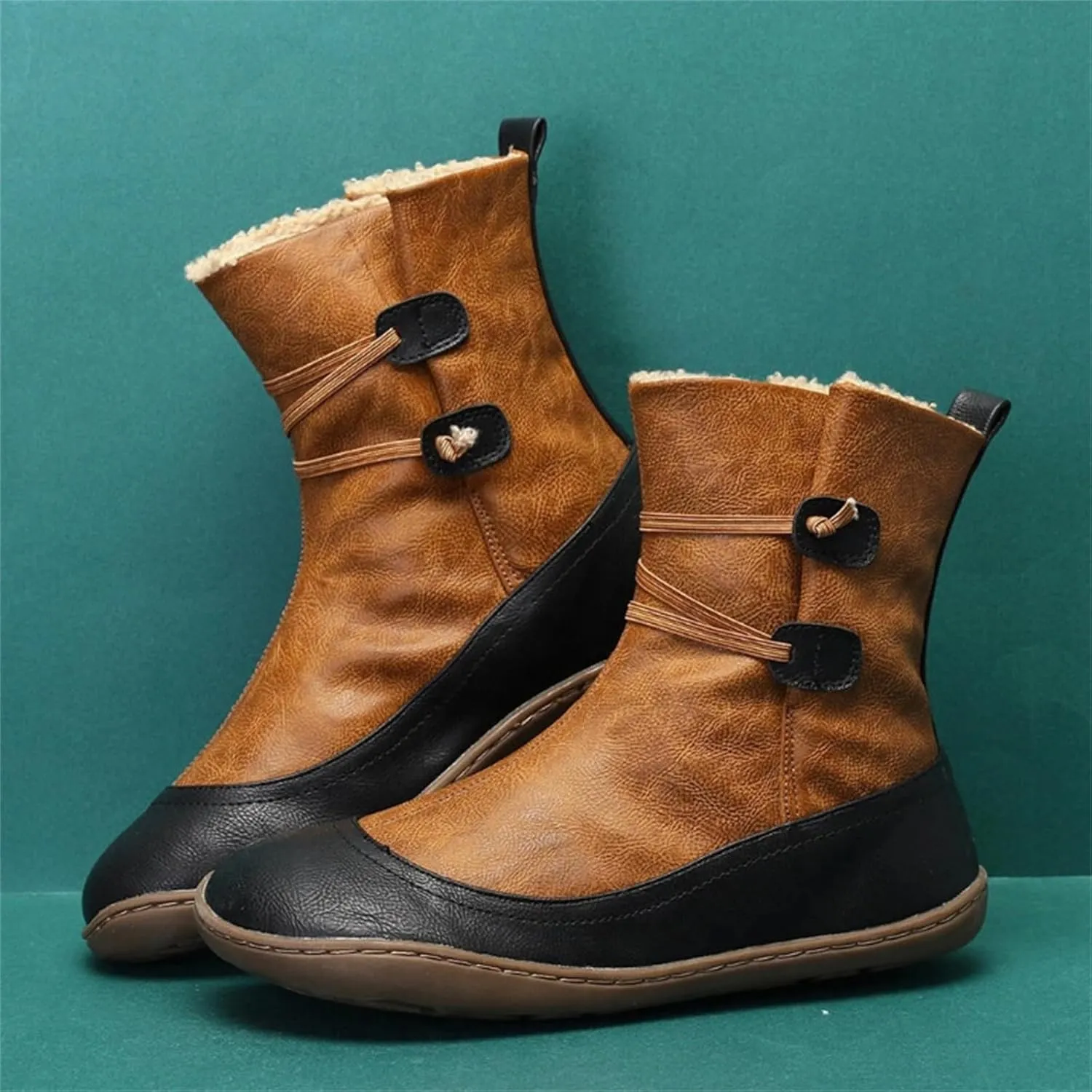 Ladmiple Snow Boots For Women Cute High Top Winter Shoes with Fur Lined Warm Slip On Ankle Booties Mid Calf Walking Shoes