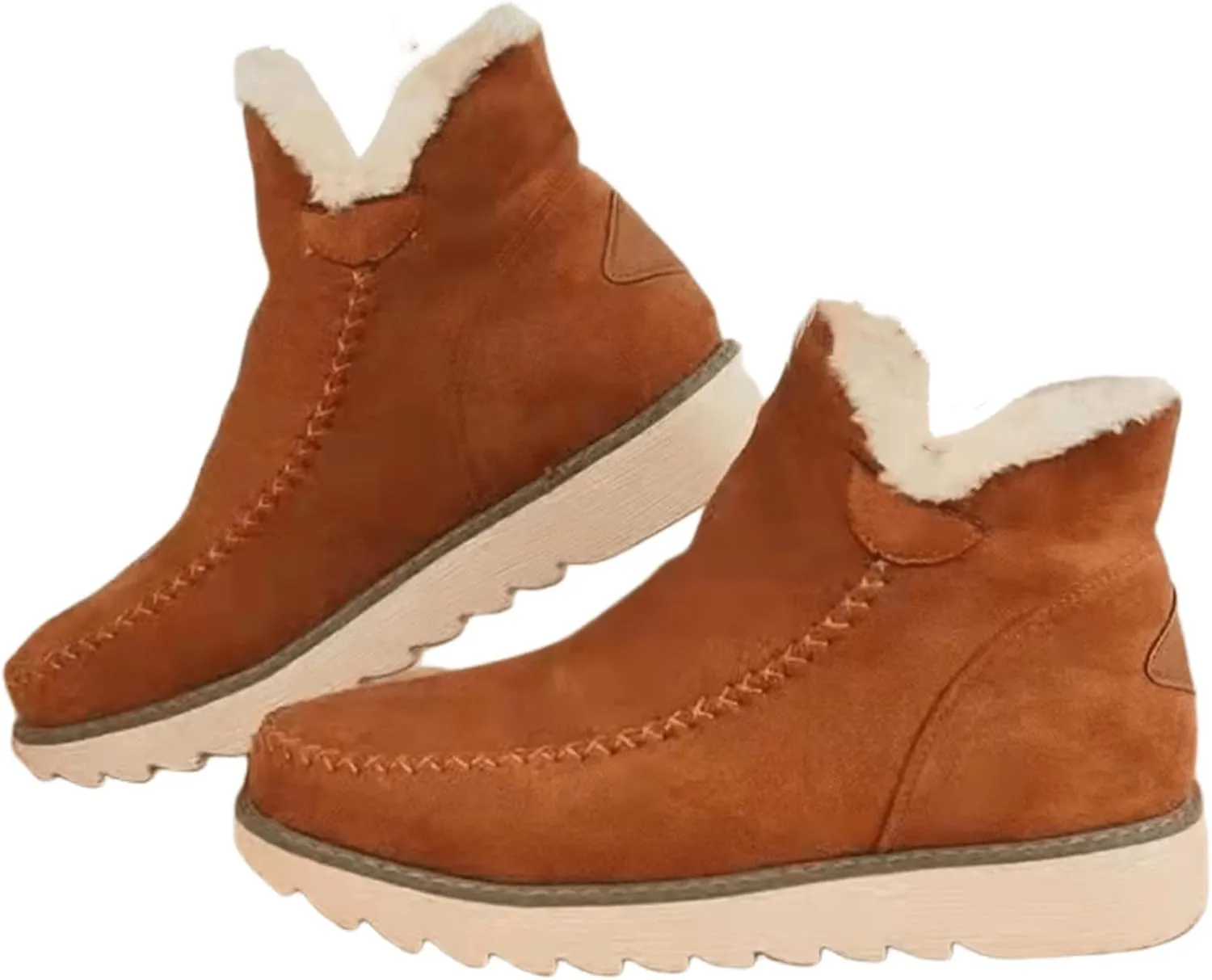 Ladmiple Snow Boots For Women Slip On Winter Boots Warm Comfortable Outdoor Fur Lined Ankle Booties Thickening Walking Shoes