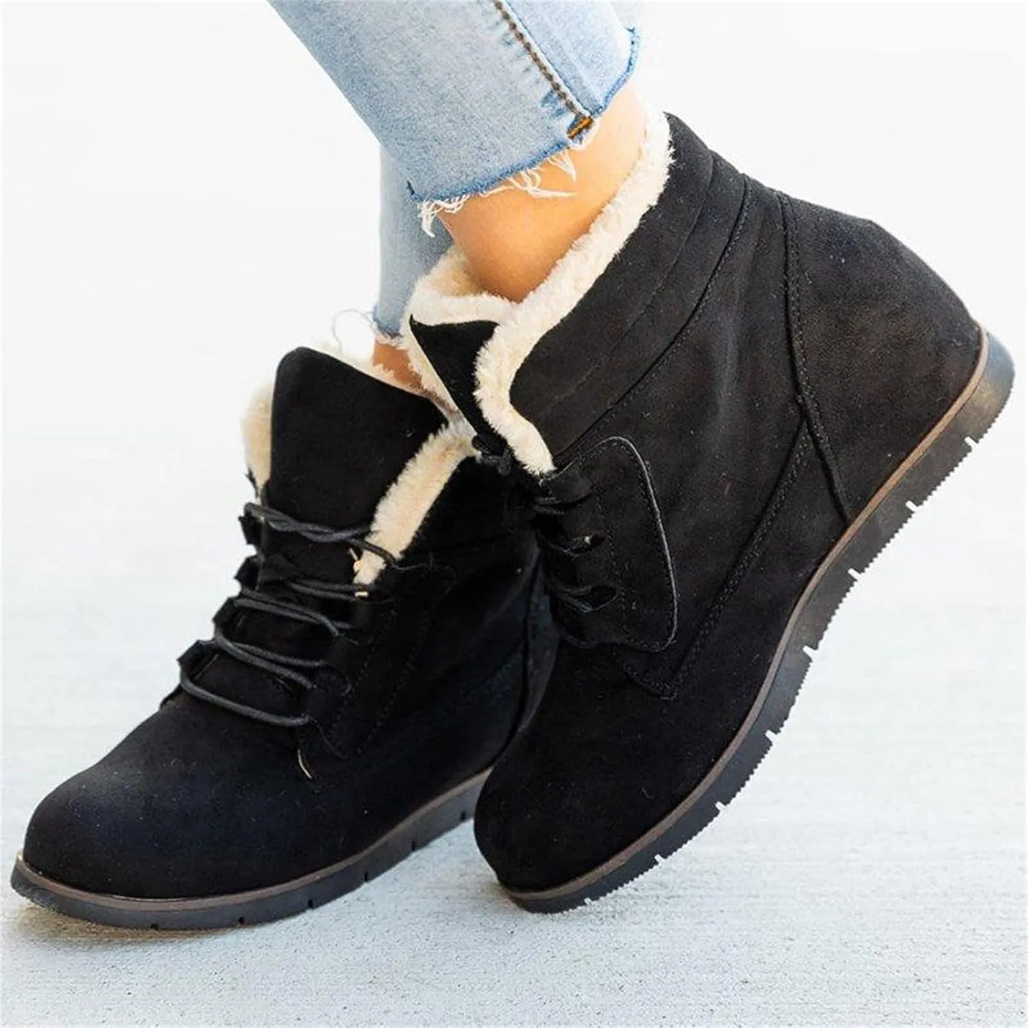 Ladmiple Snow Boots For Women Slip On Winter Warm Ankle Booties Fashion Fur Lined Thickening Outdoor Walking Shoes Sneakers
