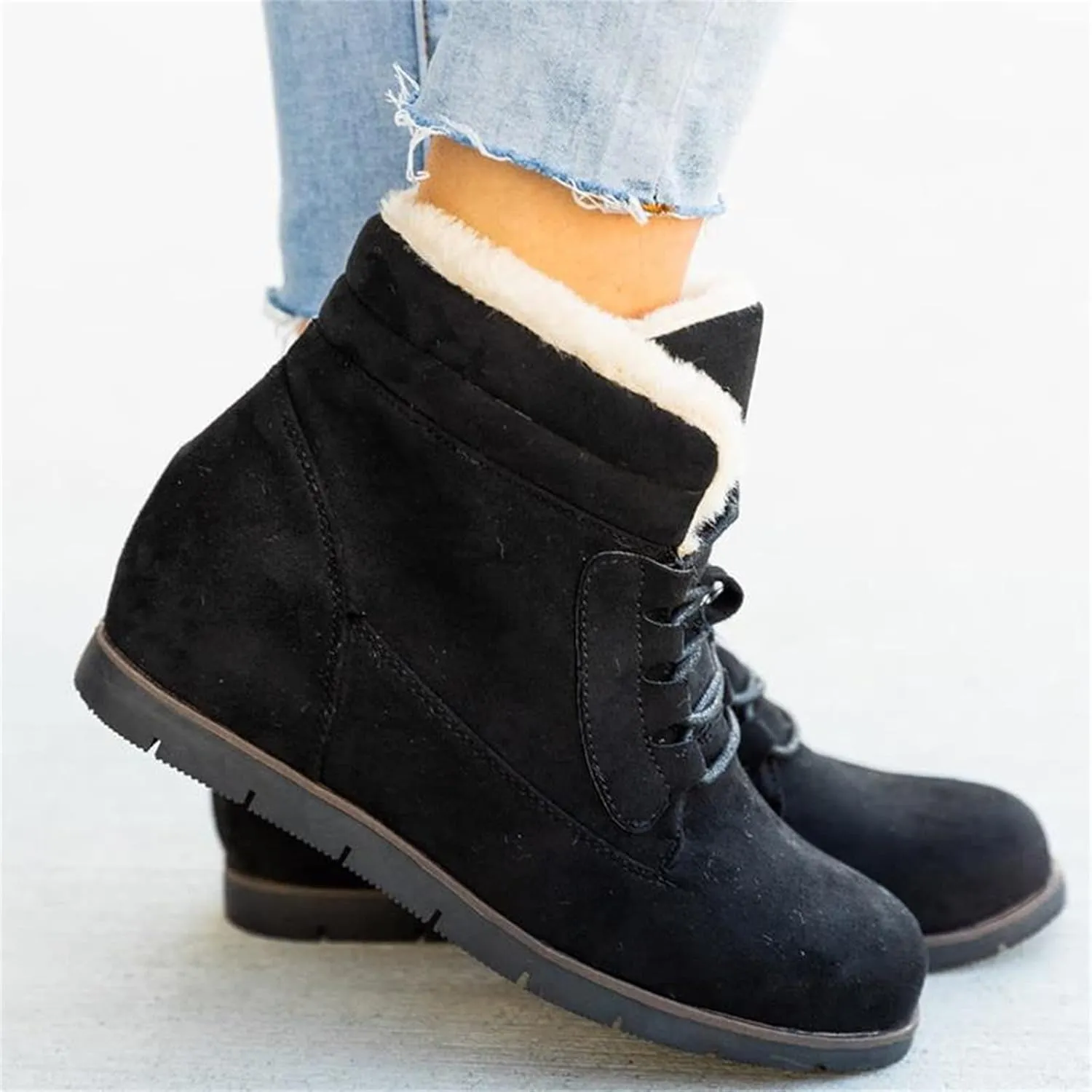 Ladmiple Snow Boots For Women Slip On Winter Warm Ankle Booties Fashion Fur Lined Thickening Outdoor Walking Shoes Sneakers