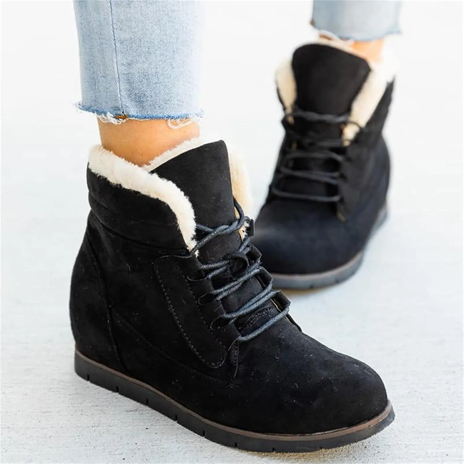 Ladmiple Snow Boots For Women Slip On Winter Warm Ankle Booties Fashion Fur Lined Thickening Outdoor Walking Shoes Sneakers