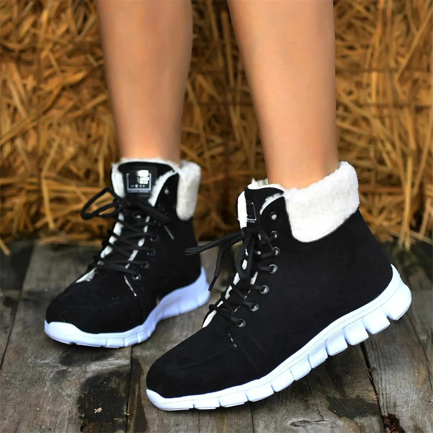 Ladmiple Snow Boots For Women Slip On Winter Warm Ankle Booties Outdoor Fur Lined Comfortable Fashion Casual Walking Shoes