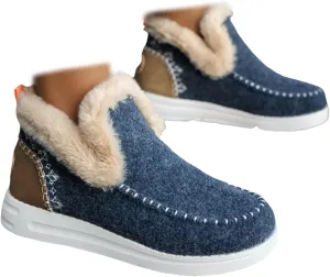 Ladmiple Winter Boots For Women 2024 Dressy Warm Fur Lined Snow Boots Short Ankle Booties Slip On Comfortable Loafers Shoes