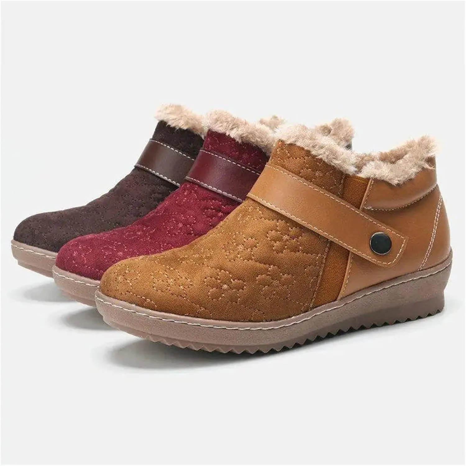 Ladmiple Winter Boots For Women Cute Slip On Warm Snow Ankle Booties Fashion Fur Lined Outdoor Comfortable Walking Shoes