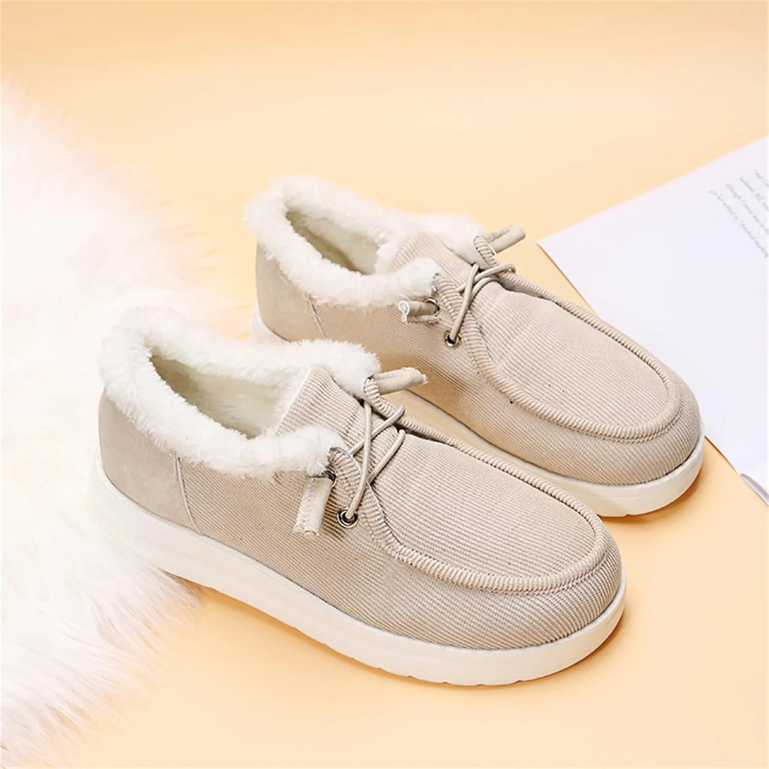 Ladmiple Winter Boots For Women Fashion Slip On Warm Snow Ankle Booties Fur Lined Outdoor Comfortable Walking Shoes