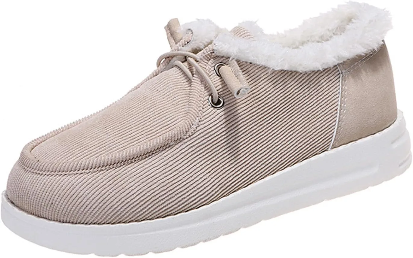 Ladmiple Winter Boots For Women Fashion Slip On Warm Snow Ankle Booties Fur Lined Outdoor Comfortable Walking Shoes