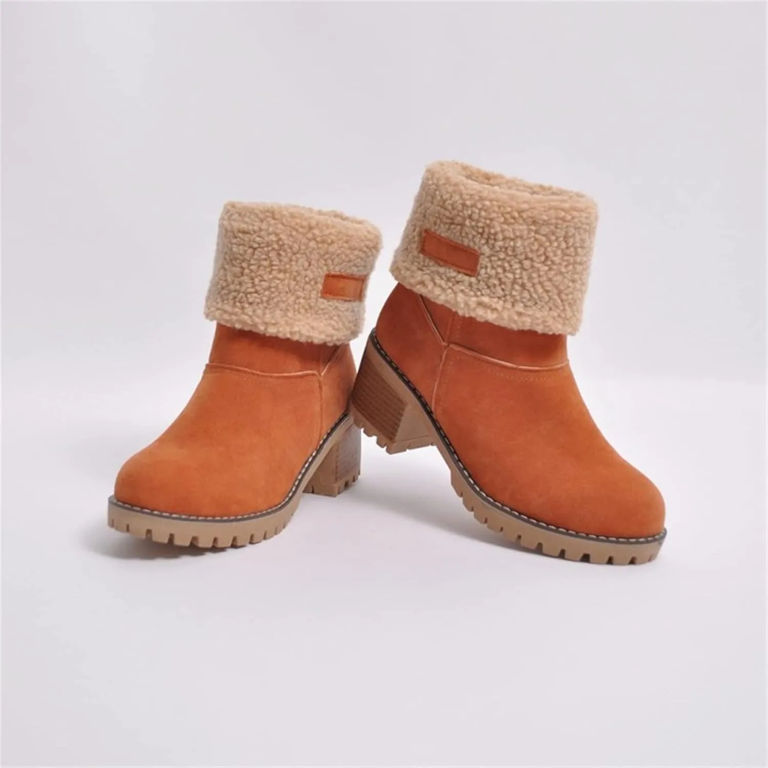 Ladmiple Winter Boots For Women Fashion Snow Boots Warm Fur Lined Ankle Booties Slip on Outdoor Walking Mid Calf Boots 2024