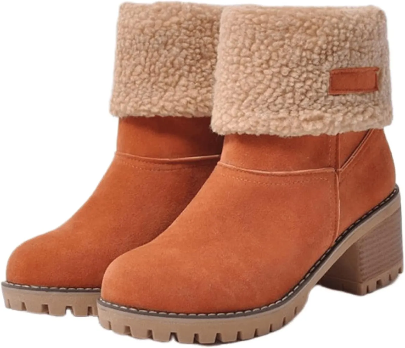 Ladmiple Winter Boots For Women Fashion Snow Boots Warm Fur Lined Ankle Booties Slip on Outdoor Walking Mid Calf Boots 2024