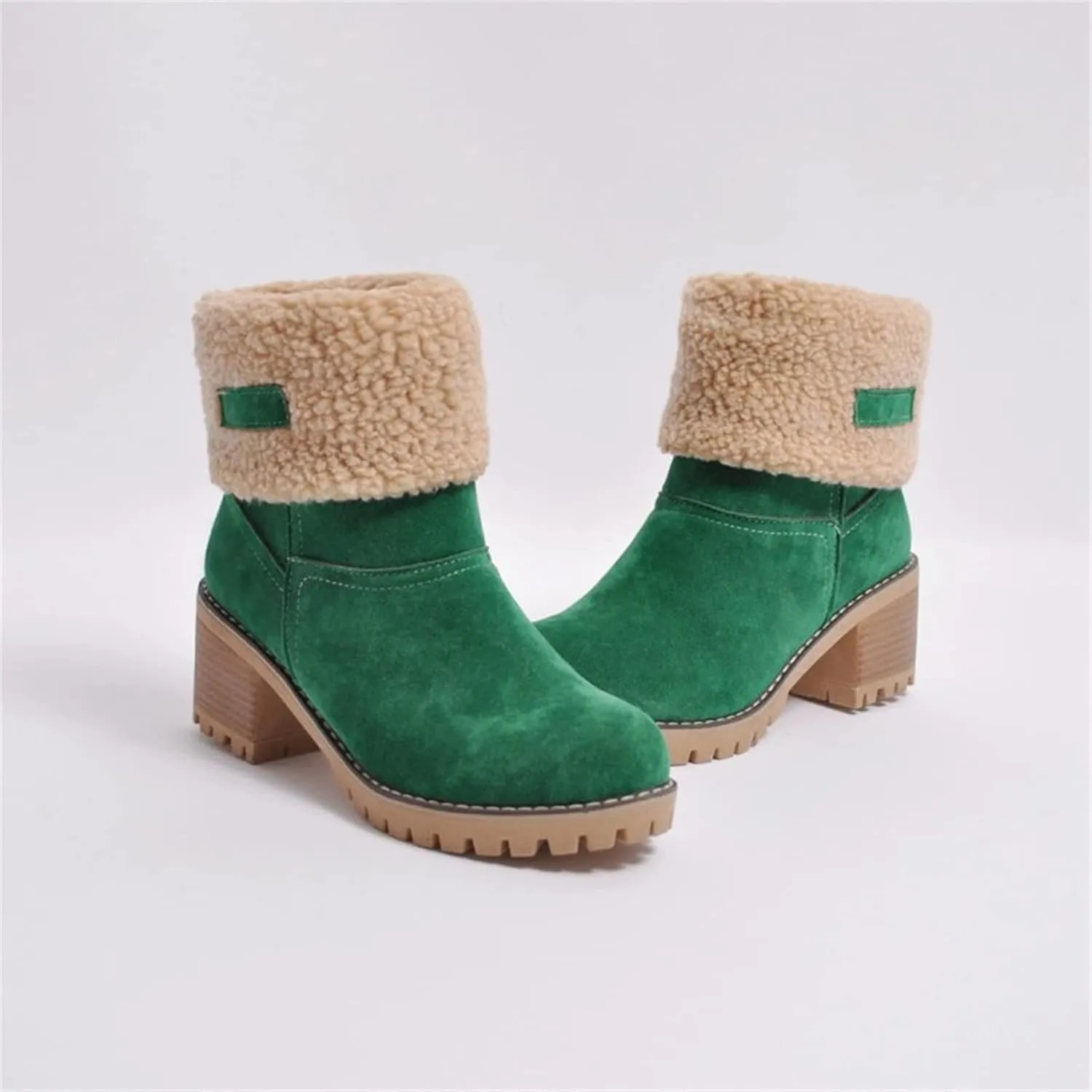 Ladmiple Winter Boots For Women Fashion Snow Boots Warm Fur Lined Ankle Booties Slip on Outdoor Walking Mid Calf Boots 2024