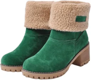 Ladmiple Winter Boots For Women Fashion Snow Boots Warm Fur Lined Ankle Booties Slip on Outdoor Walking Mid Calf Boots 2024