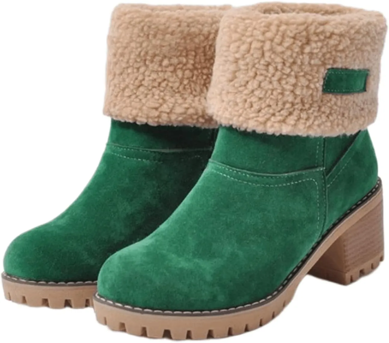 Ladmiple Winter Boots For Women Fashion Snow Boots Warm Fur Lined Ankle Booties Slip on Outdoor Walking Mid Calf Boots 2024