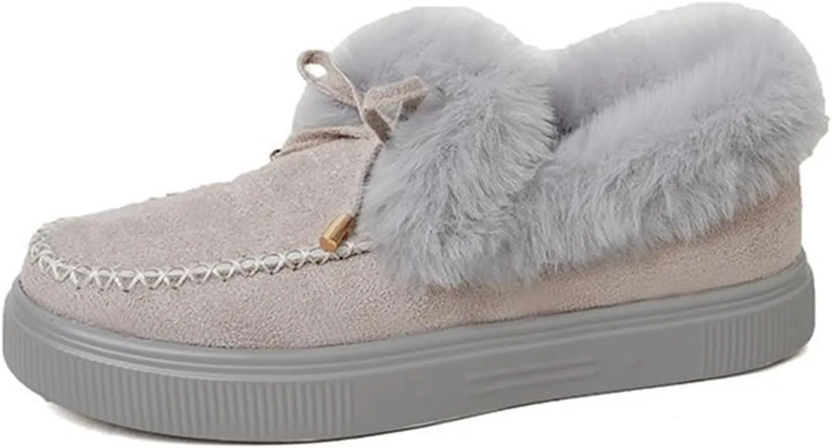 Ladmiple Winter Boots For Women Tall Mid Calf Warm Fur Lined Snow Boots Outdoor Fashion Comfortable Slip On Walking Shoes