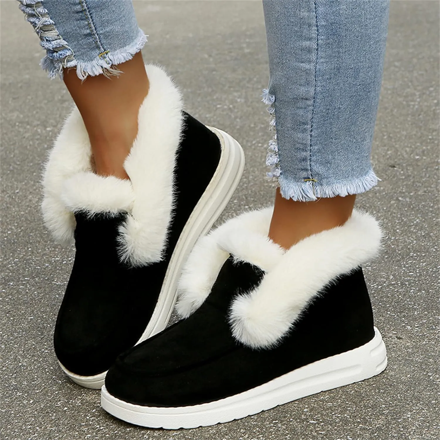 Ladmiple Winter Boots For Women Warm Snow Boots Winter Shoes with Fur Lined Slip On Comfortable Outdoor Ankle Booties