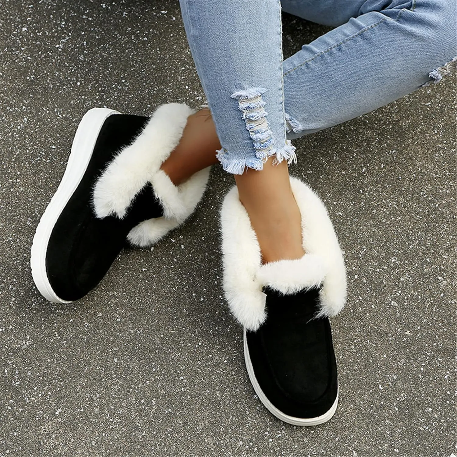 Ladmiple Winter Boots For Women Warm Snow Boots Winter Shoes with Fur Lined Slip On Comfortable Outdoor Ankle Booties