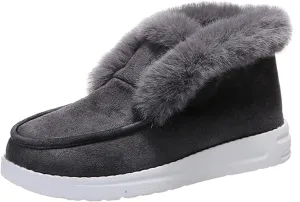 Lausiuoe Cute Winter Boots For Women Fashion Snow Boots Fur Lined Warm Fuzzy Ankle Booties Casual Slip On Loafers Shoes 2024