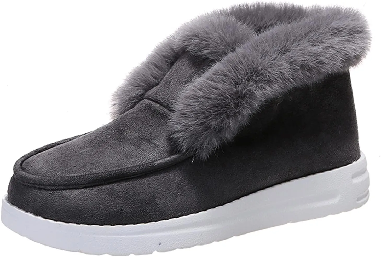 Lausiuoe Cute Winter Boots For Women Fashion Snow Boots Fur Lined Warm Fuzzy Ankle Booties Casual Slip On Loafers Shoes 2024