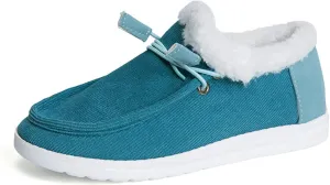 Lausiuoe Snow Boots For Women Cute Wide Calf Ankle Booties Slip On Comfort Winter Fuzzy Fashion Casual Walking Shoes Loafers